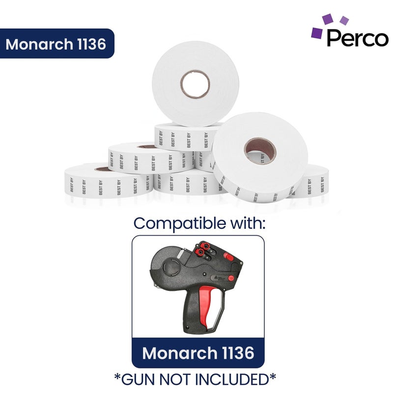 Perco Best by Labels for Monarch 1136 Price Gun - 8 Rolls, 14,000 Marking Labels - Image 2